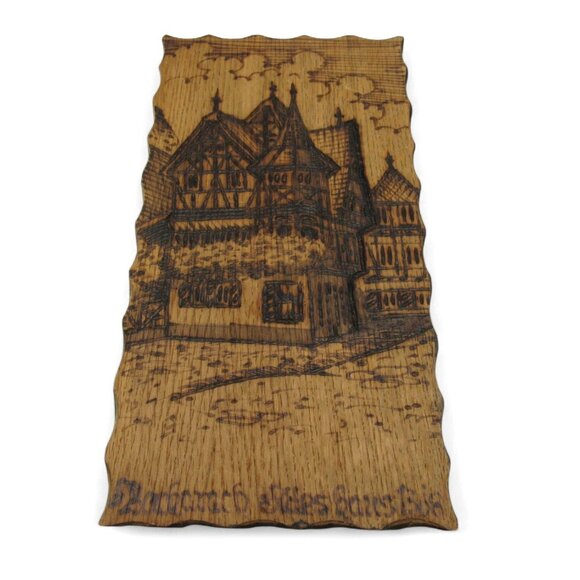 WOODBURNED Pyrography Werner Van Helden BACHARACH Germany 1978 Vintage 12" - Picture 9 of 10